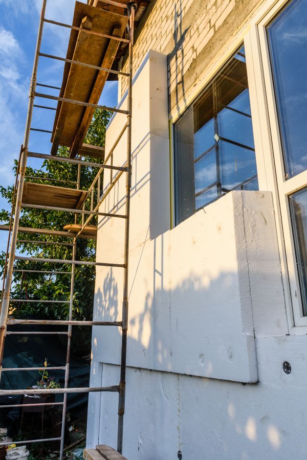 Installation d’isolant en fibre de verre dans des murs de charpente à Saint-Basile-le-Grand